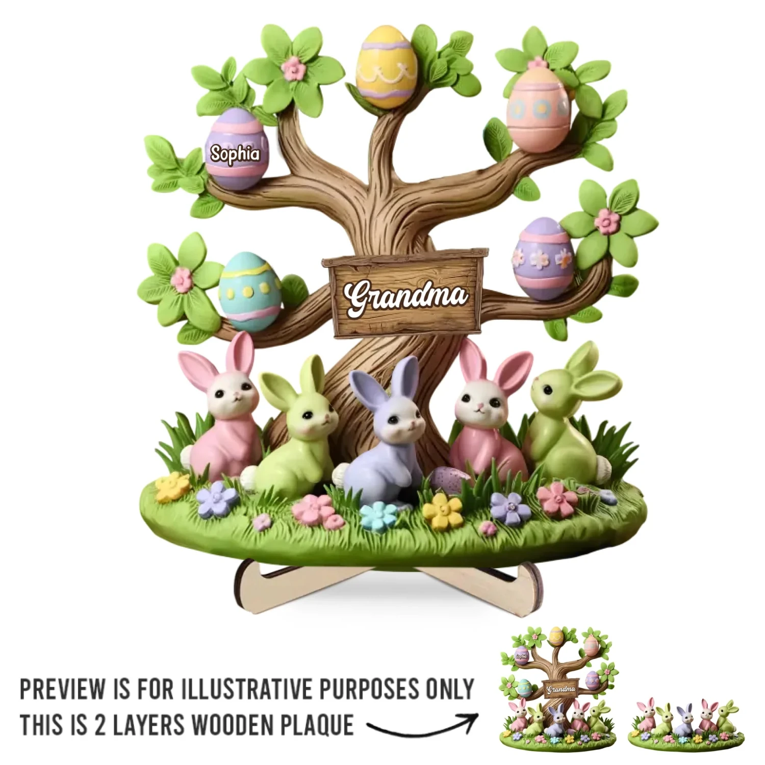 Grandma’s Love Is Deep-rooted - Family Personalized Custom 2-Layered Wooden Plaque With Stand - Easter Gift For Mom, Grandma 2 Grandma’s Love Is Deep-rooted - Family Personalized Custom 2-Layered Wooden Plaque With Stand - Easter Gift For Mom, Grandma - Image 2