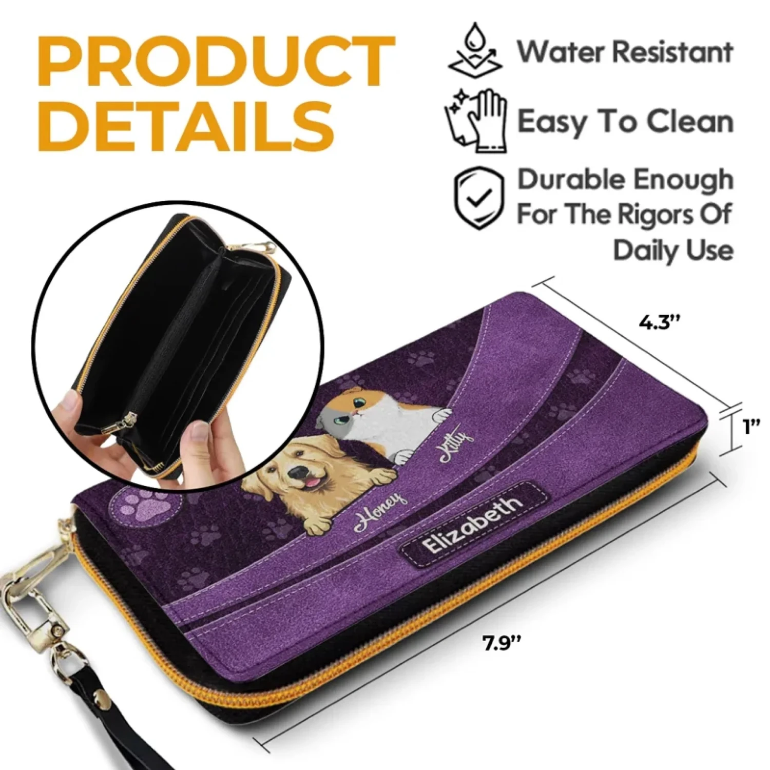 Purrfect Love, Pawsome Life - Dog & Cat Personalized Custom Leather Long Wallet - Gift For Pet Owners, Pet Lovers 6 Purrfect Love, Pawsome Life - Dog & Cat Personalized Custom Leather Long Wallet - Gift For Pet Owners, Pet Lovers - Image 6