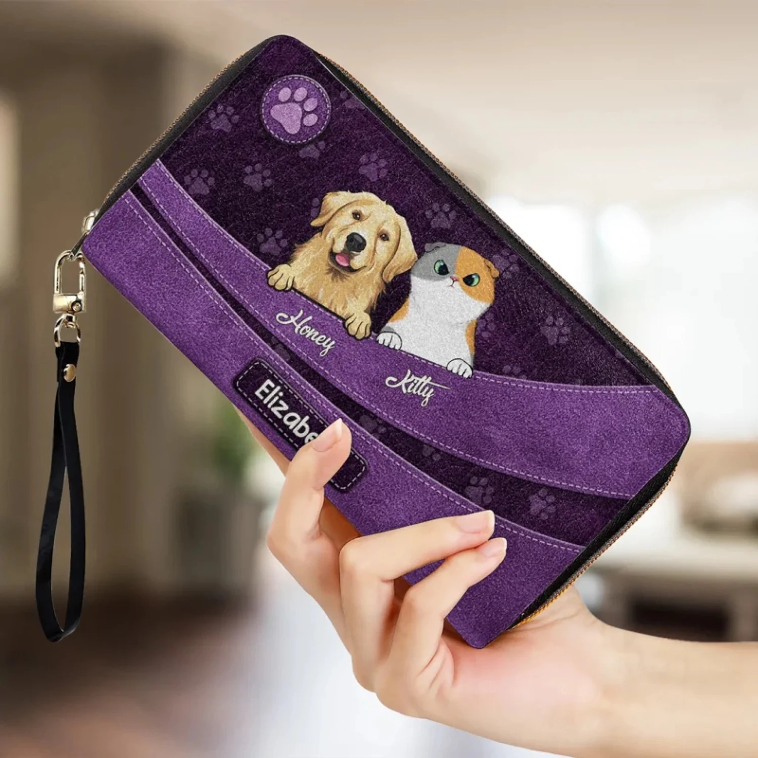 Purrfect Love, Pawsome Life - Dog & Cat Personalized Custom Leather Long Wallet - Gift For Pet Owners, Pet Lovers 4 Purrfect Love, Pawsome Life - Dog & Cat Personalized Custom Leather Long Wallet - Gift For Pet Owners, Pet Lovers - Image 4