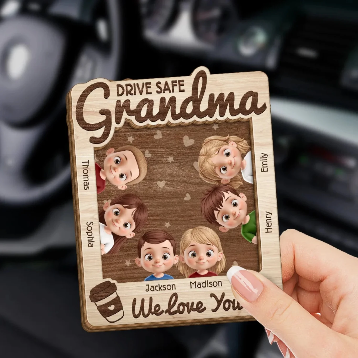 Grandma’s Journey Is Filled With Love - Family Personalized Custom Car Visor Clip - Mother's Day, Gift For Mom, Grandma 3 Grandma’s Journey Is Filled With Love - Family Personalized Custom Car Visor Clip - Mother's Day, Gift For Mom, Grandma - Image 3