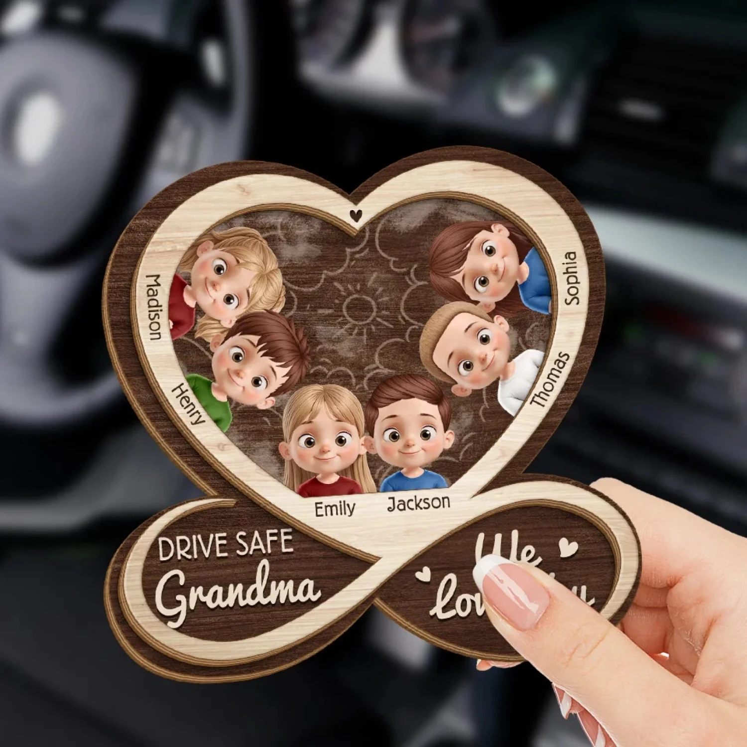 Grandma’s Road Is Paved With Love - Family Personalized Custom Car Visor Clip - Mother's Day, Gift For Mom, Grandma 3 Grandma’s Road Is Paved With Love - Family Personalized Custom Car Visor Clip - Mother's Day, Gift For Mom, Grandma - Image 3