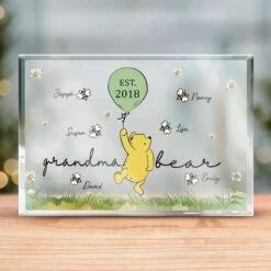 Grandma Bear And Her Sweet Honeybees - Family Personalized Custom Rectangle Shaped Acrylic Plaque - Mother's Day, Gift For Mom, Grandma