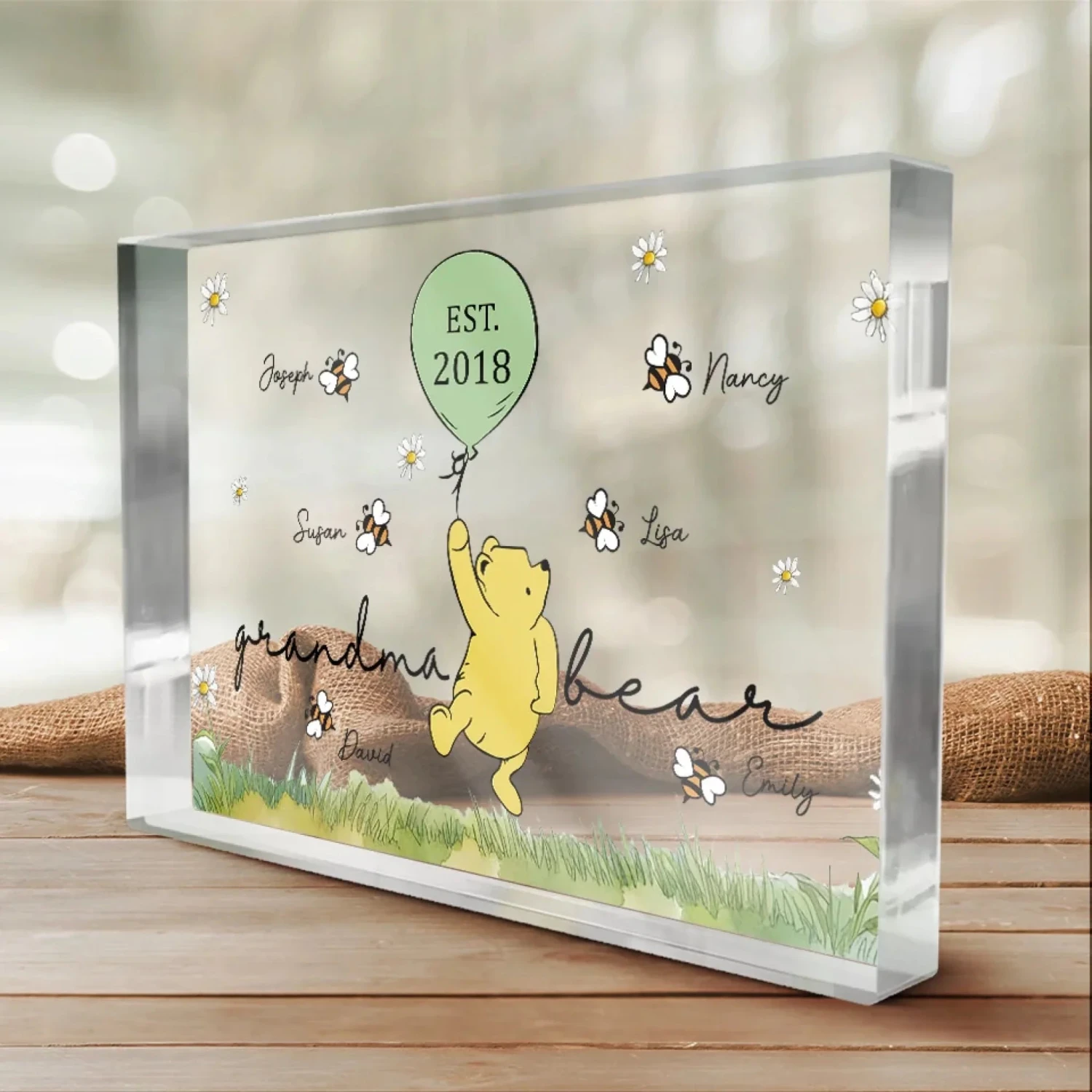 Grandma Bear And Her Sweet Honeybees - Family Personalized Custom Rectangle Shaped Acrylic Plaque - Mother's Day, Gift For Mom, Grandma 4 Grandma Bear And Her Sweet Honeybees - Family Personalized Custom Rectangle Shaped Acrylic Plaque - Mother's Day, Gift For Mom, Grandma - Image 4