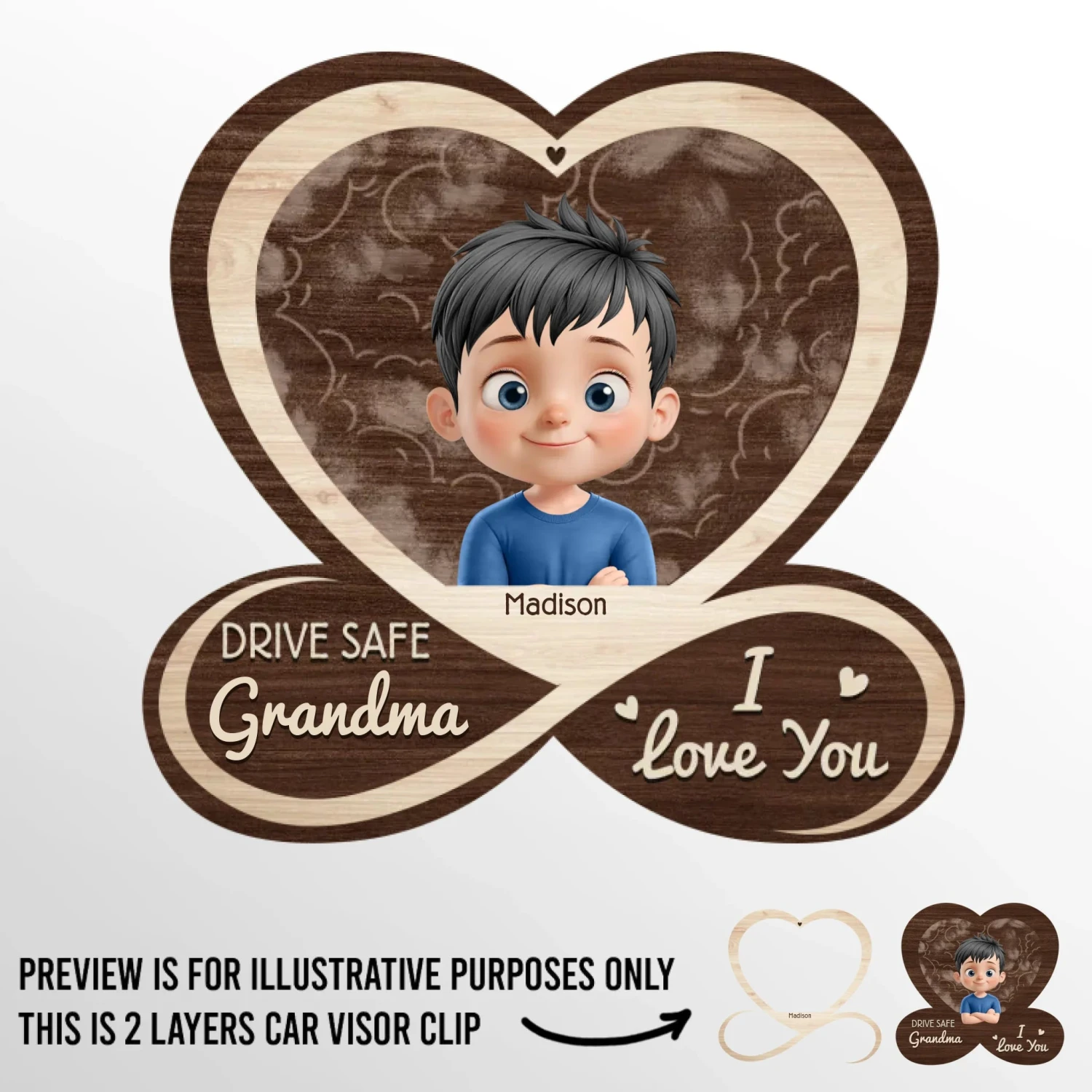 Grandma’s Road Is Paved With Love - Family Personalized Custom Car Visor Clip - Mother's Day, Gift For Mom, Grandma 2 Grandma’s Road Is Paved With Love - Family Personalized Custom Car Visor Clip - Mother's Day, Gift For Mom, Grandma - Image 2