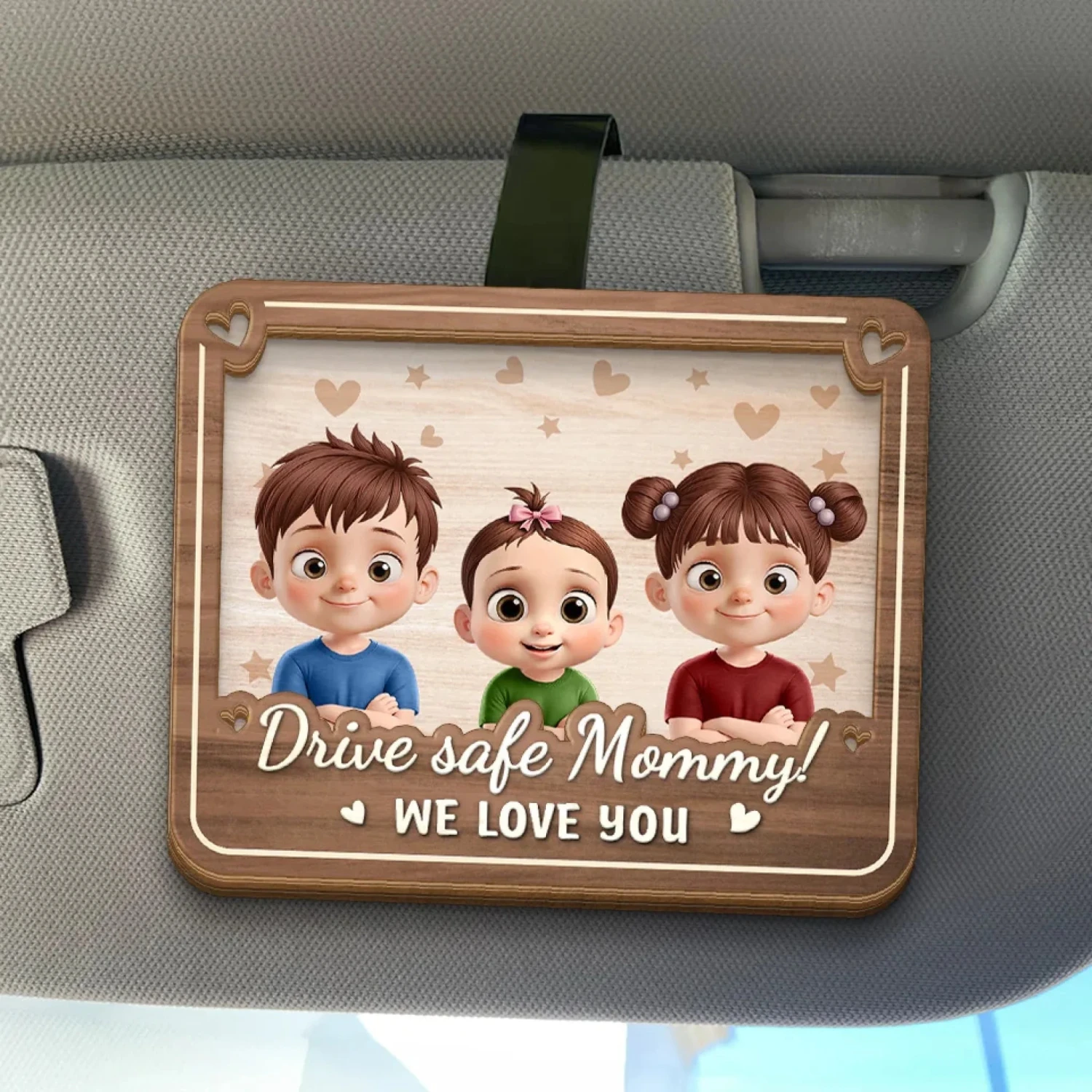 A Grandma’s Heart Never Drives Alone - Family Personalized Custom Car Visor Clip - Mother's Day, Gift For Mom, Grandma 1 A Grandma’s Heart Never Drives Alone - Family Personalized Custom Car Visor Clip - Mother's Day, Gift For Mom, Grandma