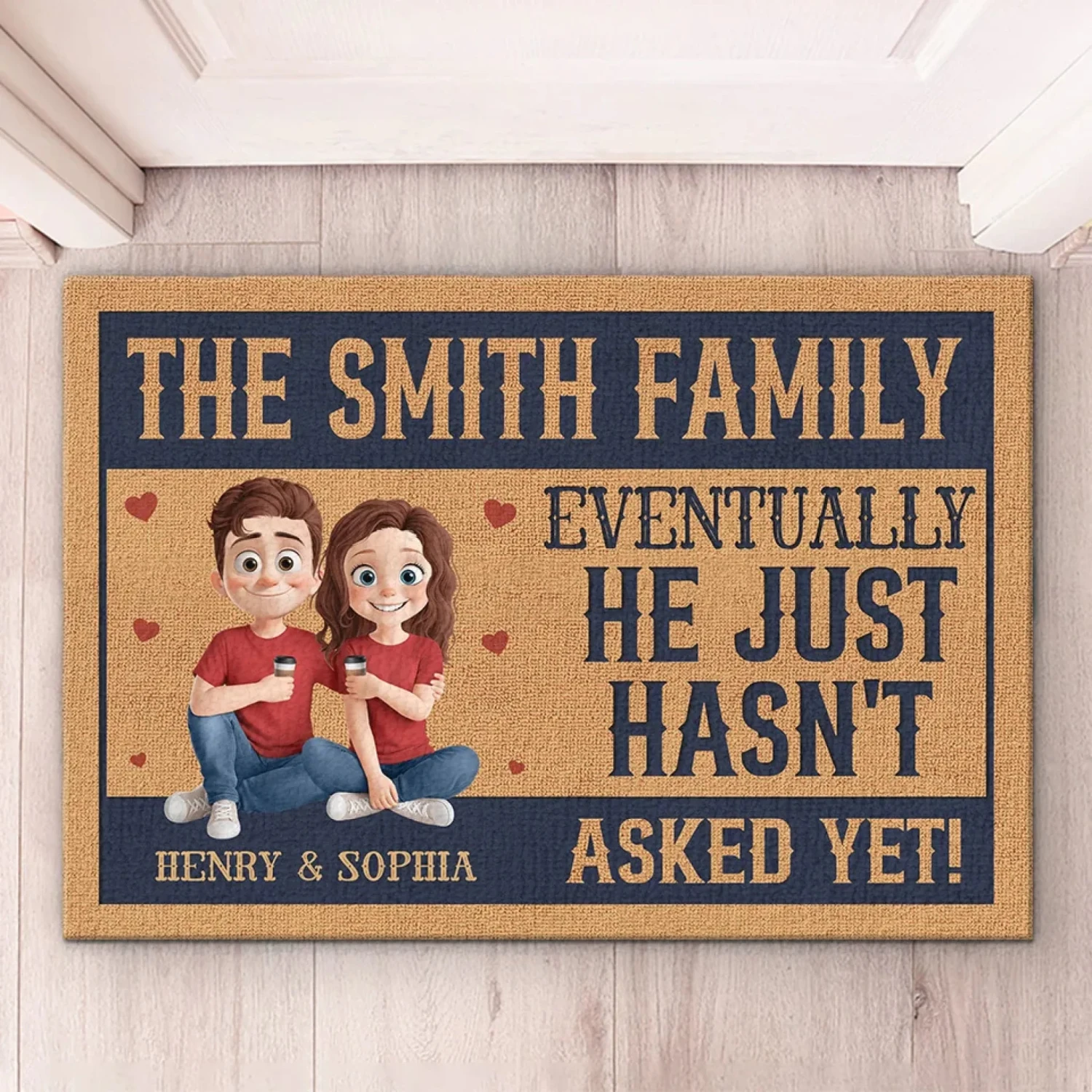Love Is All Around - Couple Personalized Custom Home Decor Decorative Mat - House Warming Gift For Husband Wife, Anniversary 1 Love Is All Around - Couple Personalized Custom Home Decor Decorative Mat - House Warming Gift For Husband Wife, Anniversary