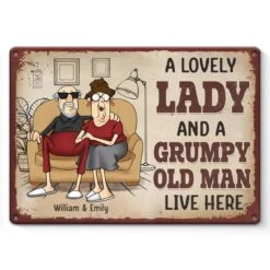 Happily Ever After, With A Side Of Grump - Couple Personalized Custom Home Decor Metal Sign - House Warming Gift For Husband Wife, Anniversary