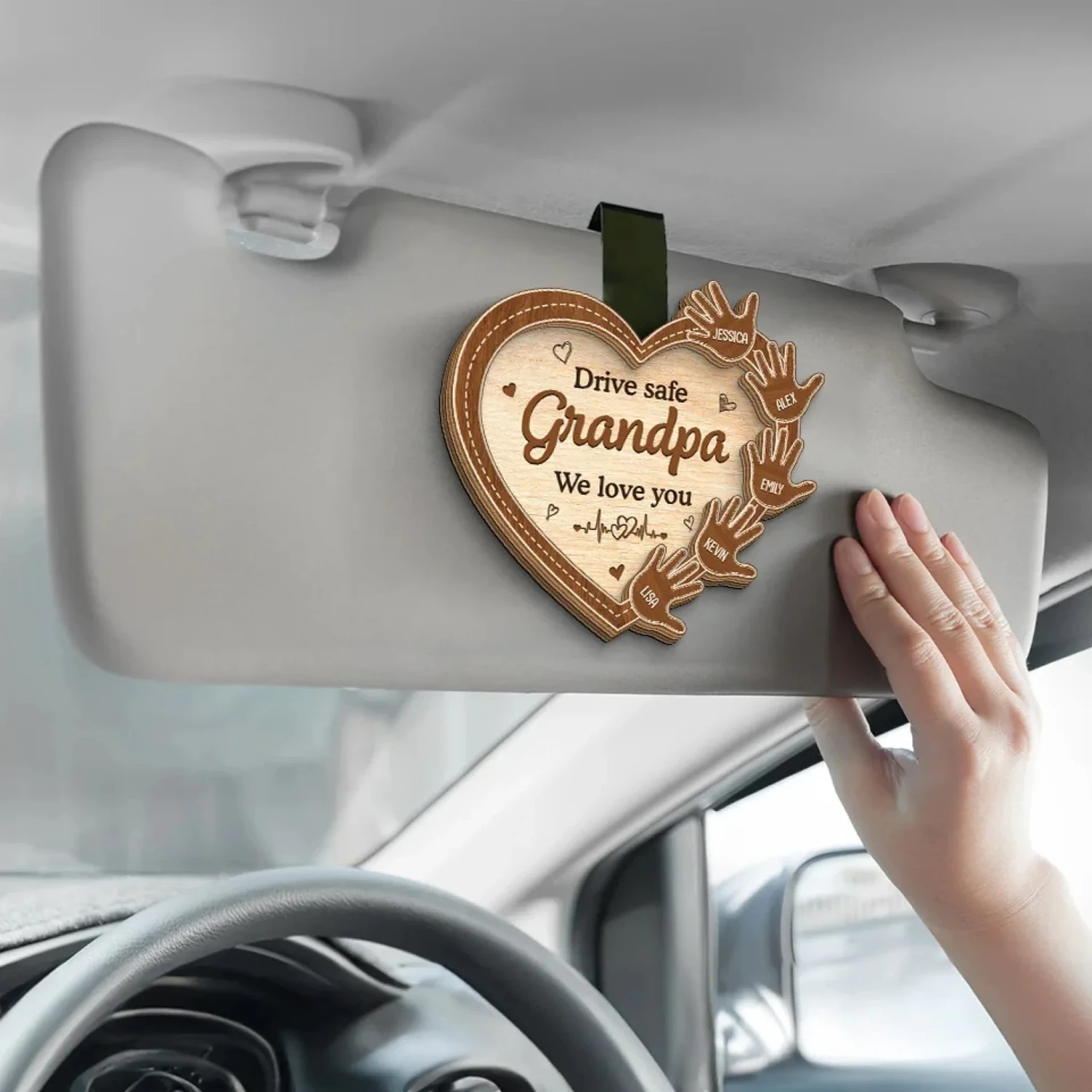 Drive With Love And Care - Family Personalized Custom Car Visor Clip - Gift For Family Members 4 Drive With Love And Care - Family Personalized Custom Car Visor Clip - Gift For Family Members - Image 4