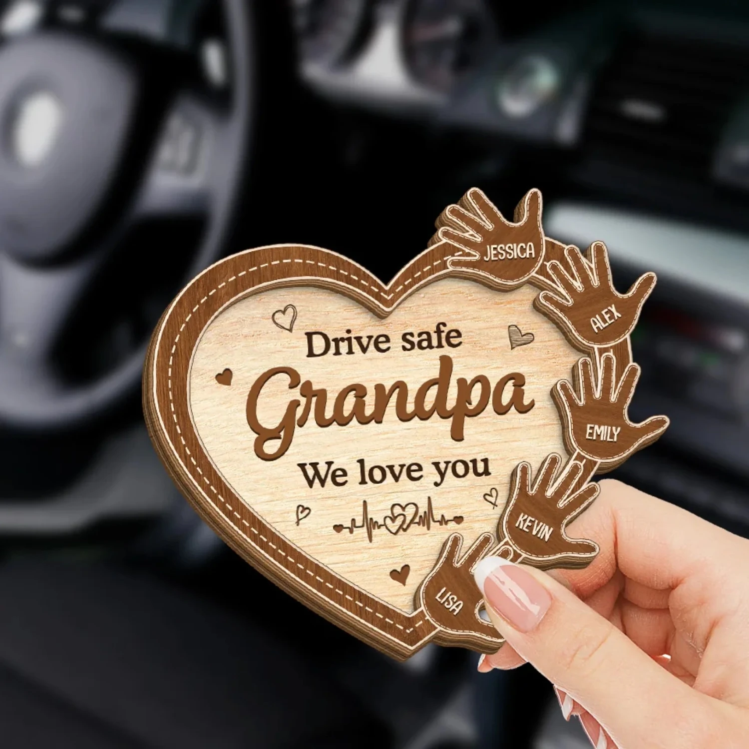 Drive With Love And Care - Family Personalized Custom Car Visor Clip - Gift For Family Members 3 Drive With Love And Care - Family Personalized Custom Car Visor Clip - Gift For Family Members - Image 3