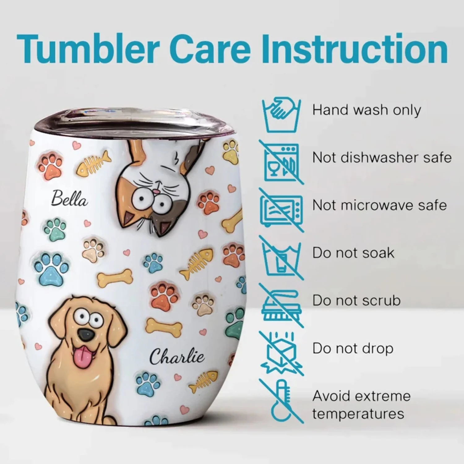 Life’s Better With Paws - Dog & Cat Personalized Custom 3D Inflated Effect Printed Wine Tumbler - Gift For Pet Owners, Pet Lovers 4 Life’s Better With Paws - Dog & Cat Personalized Custom 3D Inflated Effect Printed Wine Tumbler - Gift For Pet Owners, Pet Lovers - Image 4