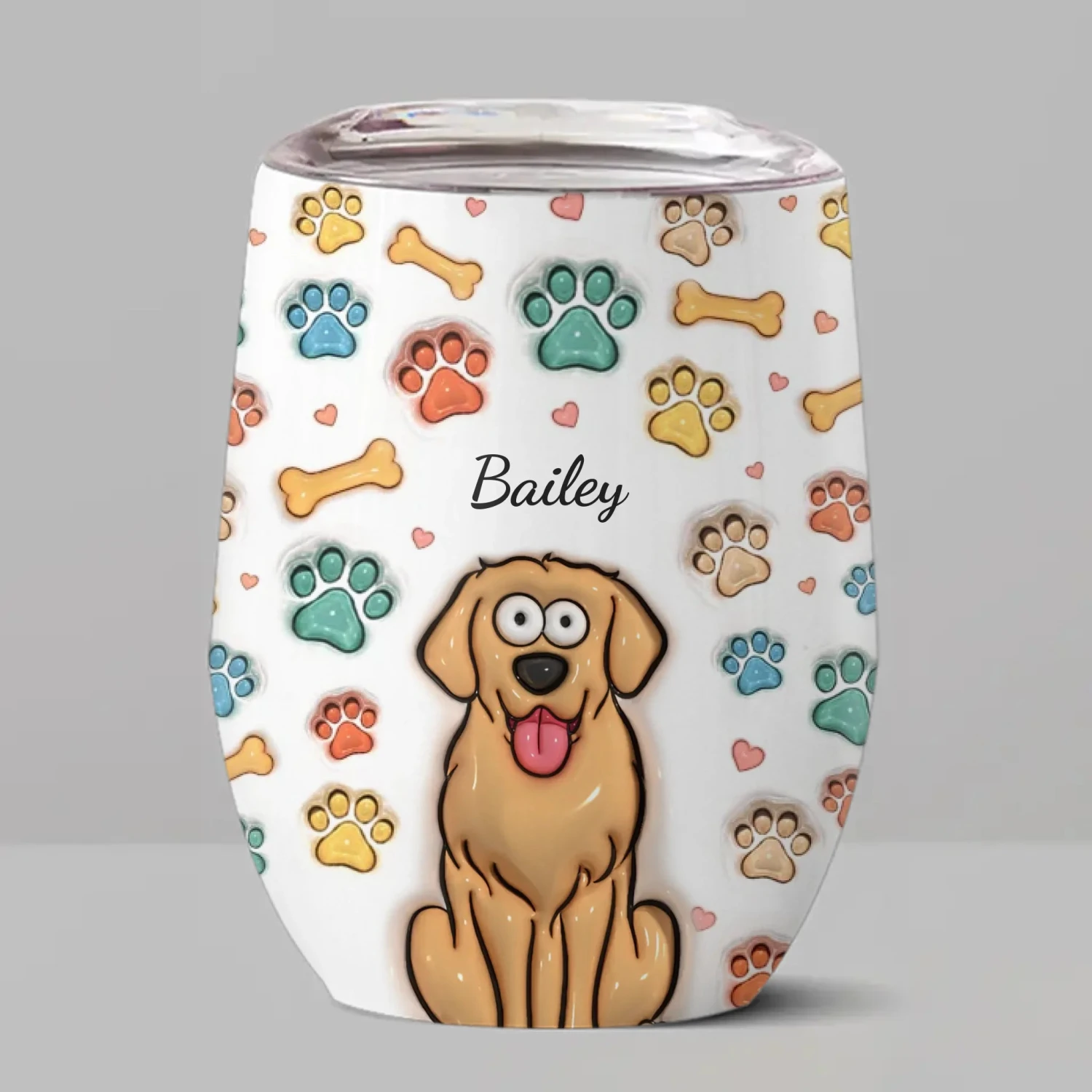 Life’s Better With Paws - Dog & Cat Personalized Custom 3D Inflated Effect Printed Wine Tumbler - Gift For Pet Owners, Pet Lovers 2 Life’s Better With Paws - Dog & Cat Personalized Custom 3D Inflated Effect Printed Wine Tumbler - Gift For Pet Owners, Pet Lovers - Image 2