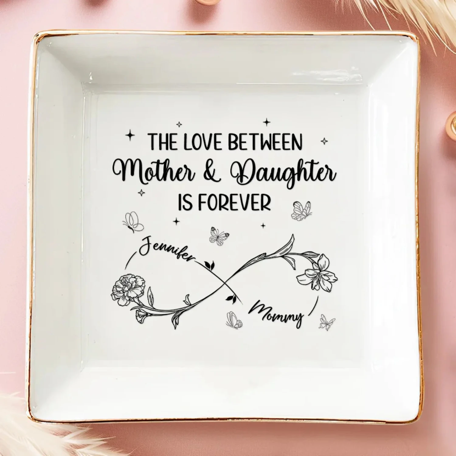Mom’s Love, Daughter’s Strength - Family Personalized Custom Jewelry Dish - Mother's Day, Gift For Mom, Daughter 1 Mom’s Love, Daughter’s Strength - Family Personalized Custom Jewelry Dish - Mother's Day, Gift For Mom, Daughter