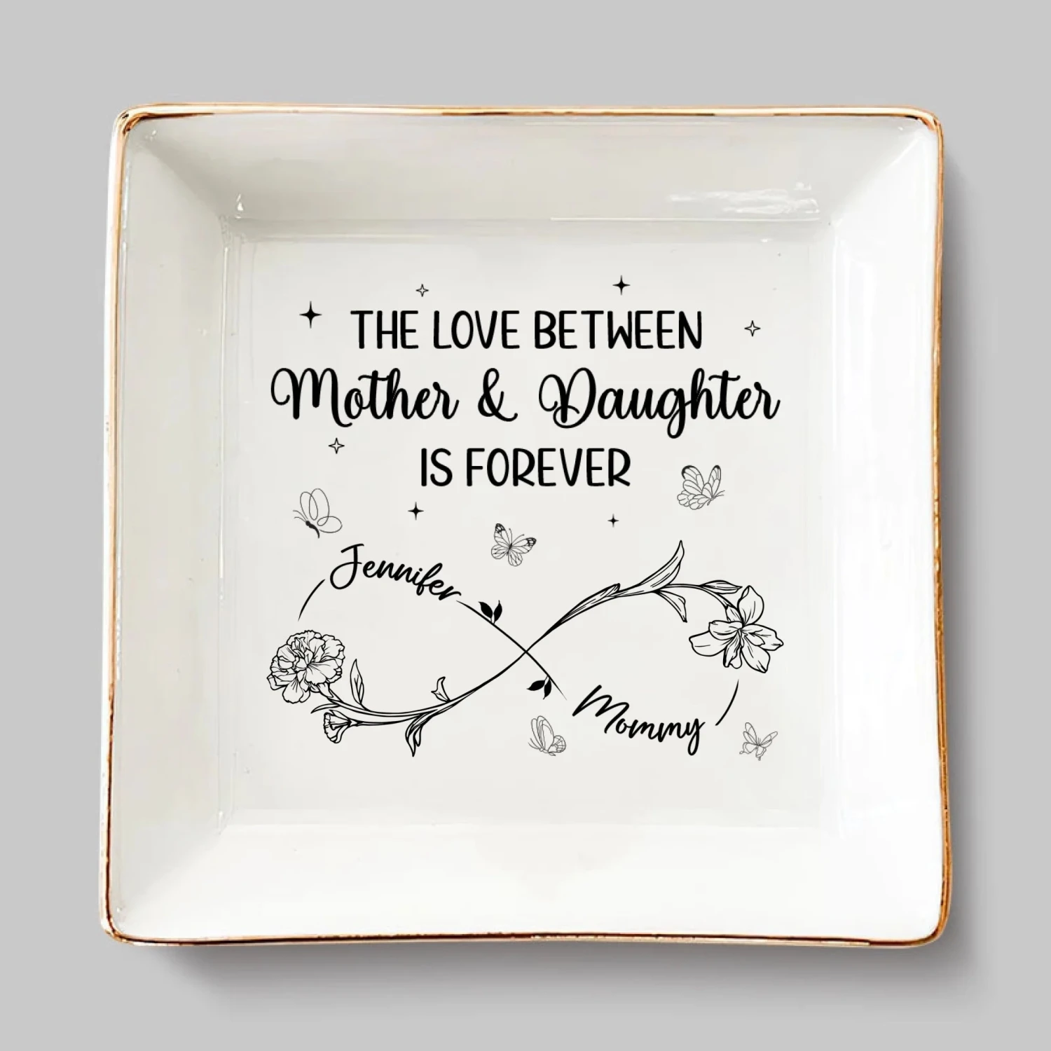 Mom’s Love, Daughter’s Strength - Family Personalized Custom Jewelry Dish - Mother's Day, Gift For Mom, Daughter 2 Mom’s Love, Daughter’s Strength - Family Personalized Custom Jewelry Dish - Mother's Day, Gift For Mom, Daughter - Image 2