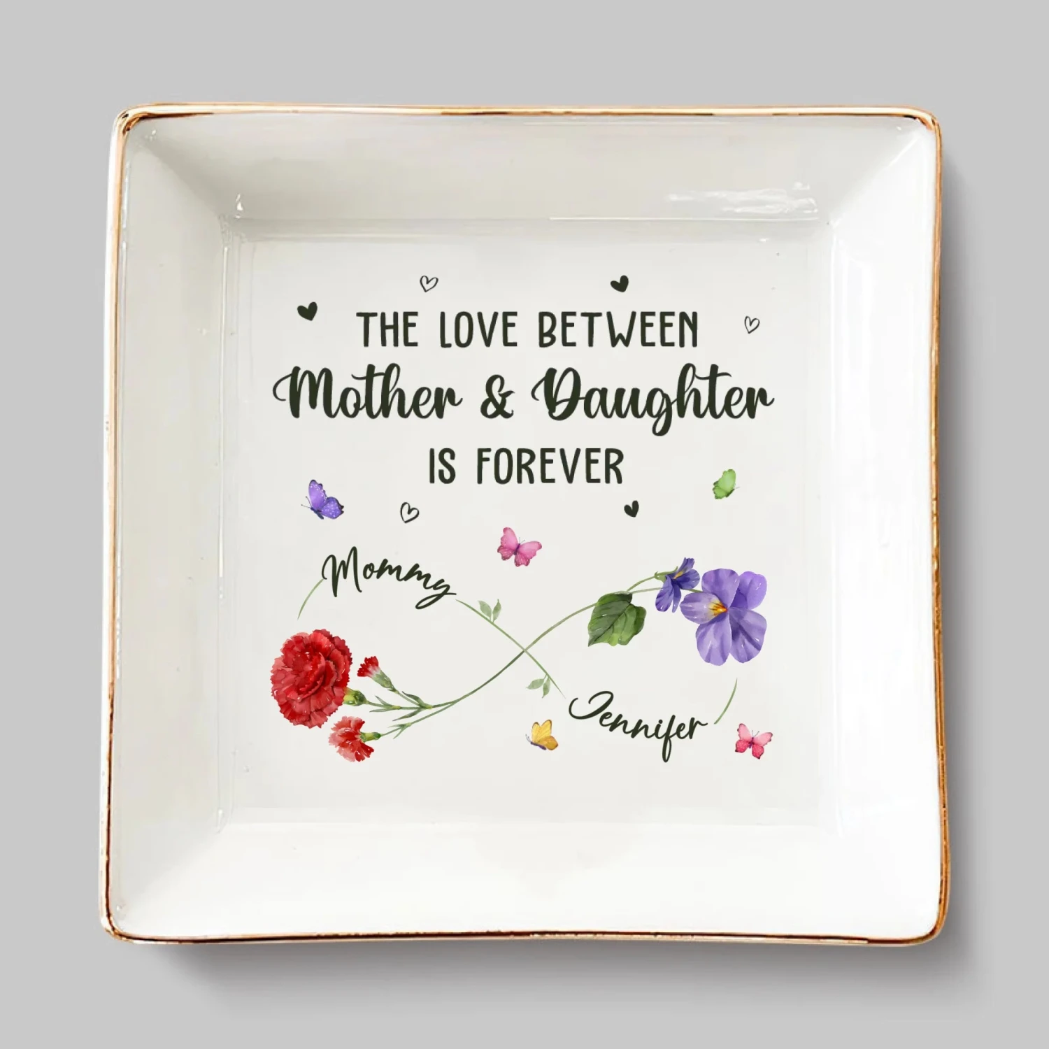 Endless Love, Timeless Bond - Family Personalized Custom Jewelry Dish - Mother's Day, Gift For Mom, Daughter 2 Endless Love, Timeless Bond - Family Personalized Custom Jewelry Dish - Mother's Day, Gift For Mom, Daughter - Image 2