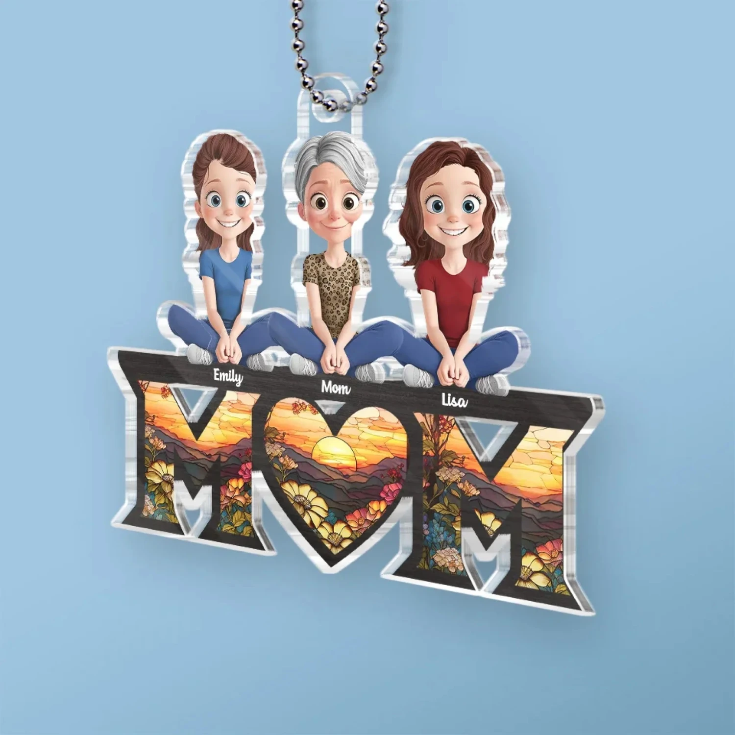 Love You To The Moon And Back - Family Personalized Custom Car Ornament - Acrylic Custom Shaped - Mother's Day, Gift For Mom, Grandma 3 Love You To The Moon And Back - Family Personalized Custom Car Ornament - Acrylic Custom Shaped - Mother's Day, Gift For Mom, Grandma - Image 3