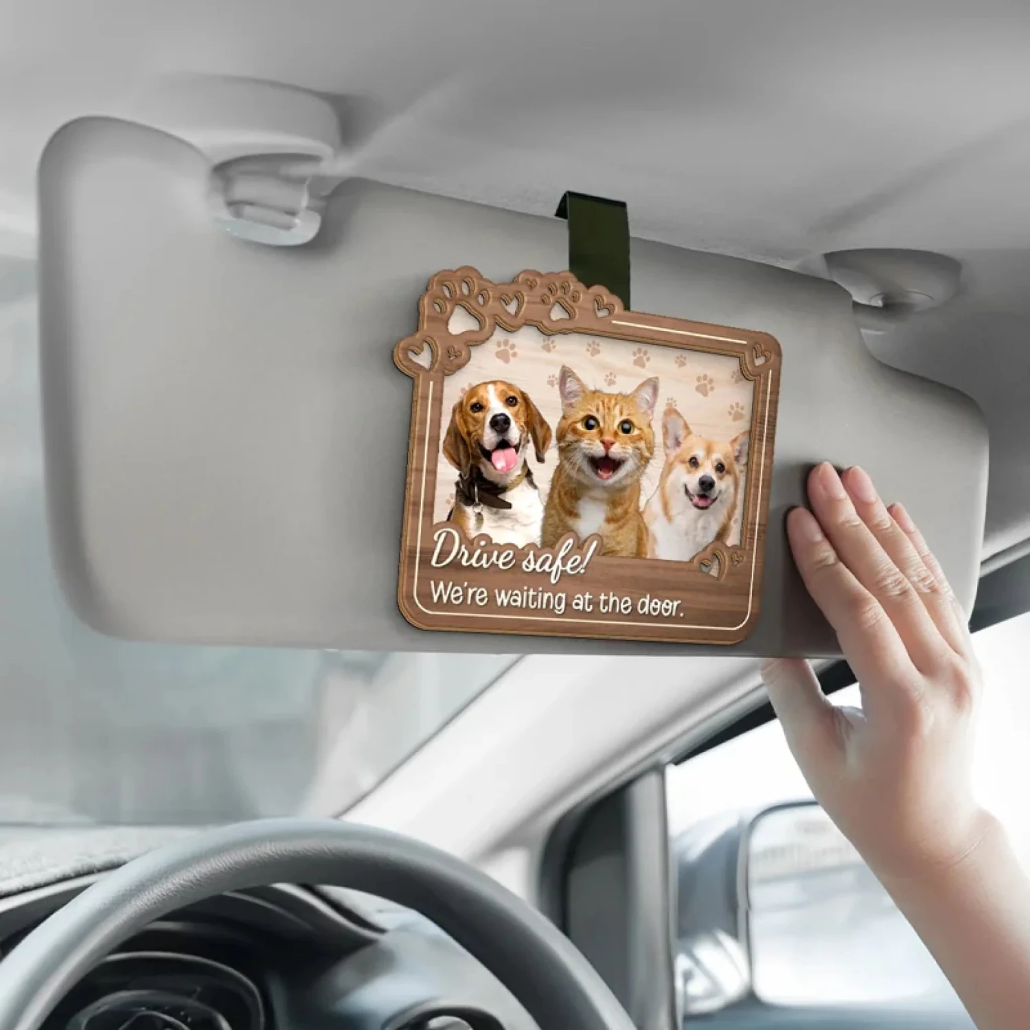 Custom Photo No One Cuddles Me Like You Do - Dog & Cat Personalized Custom Car Visor Clip - Gift For Pet Owners, Pet Lovers 4 Custom Photo No One Cuddles Me Like You Do - Dog & Cat Personalized Custom Car Visor Clip - Gift For Pet Owners, Pet Lovers - Image 4