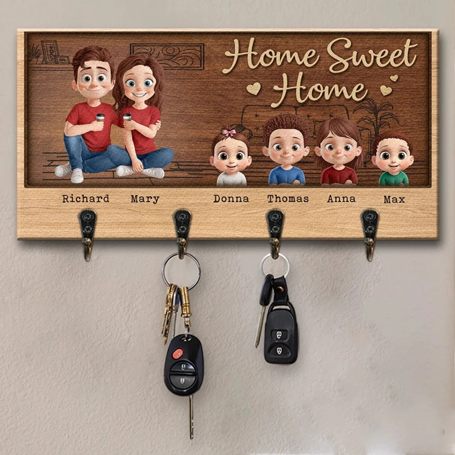 Home Is Where Love Grows - Family Personalized Custom Home Decor Key Hanger, Key Holder - House Warming Gift For Family Members 1 Home Is Where Love Grows - Family Personalized Custom Home Decor Key Hanger, Key Holder - House Warming Gift For Family Members