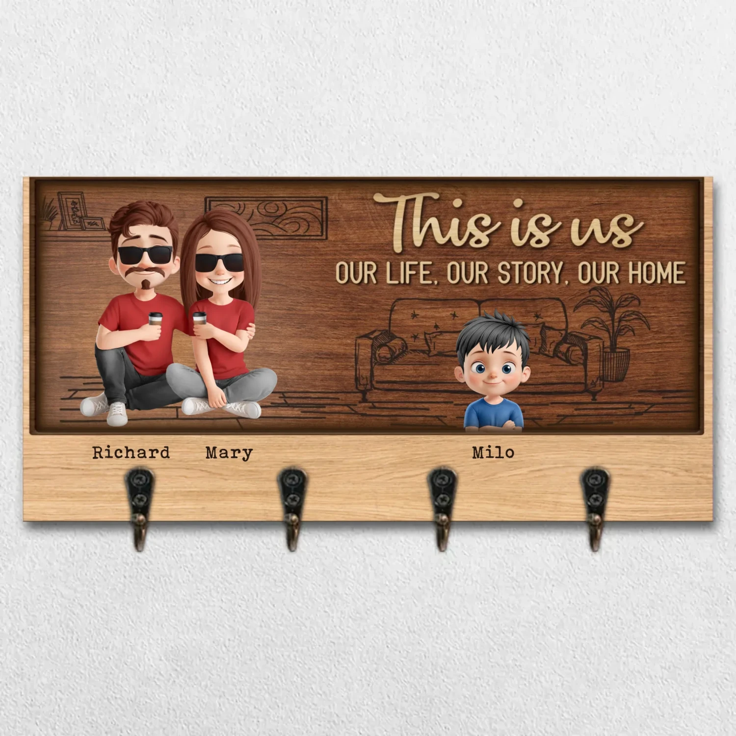 Home Is Where Love Grows - Family Personalized Custom Home Decor Key Hanger, Key Holder - House Warming Gift For Family Members 2 Home Is Where Love Grows - Family Personalized Custom Home Decor Key Hanger, Key Holder - House Warming Gift For Family Members - Image 2