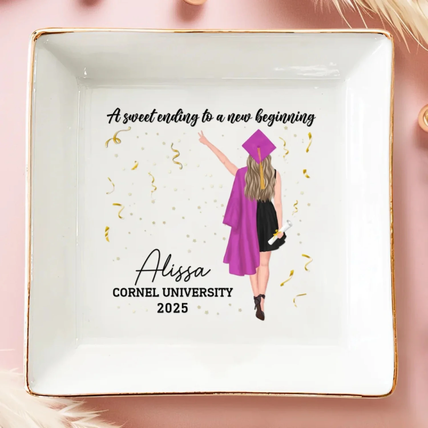 The Tassel Was Worth The Hassle - Family Personalized Custom Jewelry Dish - Graduation Gift For Family Members, Siblings, Brothers, Sisters 1 The Tassel Was Worth The Hassle - Family Personalized Custom Jewelry Dish - Graduation Gift For Family Members, Siblings, Brothers, Sisters