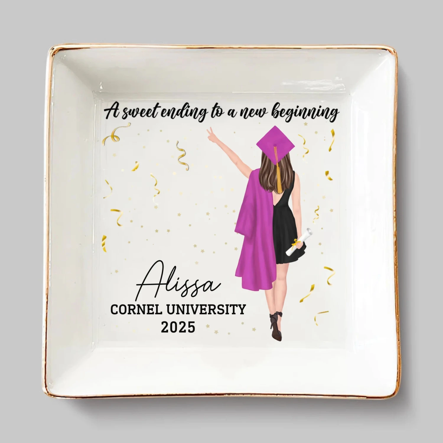 The Tassel Was Worth The Hassle - Family Personalized Custom Jewelry Dish - Graduation Gift For Family Members, Siblings, Brothers, Sisters 2 The Tassel Was Worth The Hassle - Family Personalized Custom Jewelry Dish - Graduation Gift For Family Members, Siblings, Brothers, Sisters - Image 2