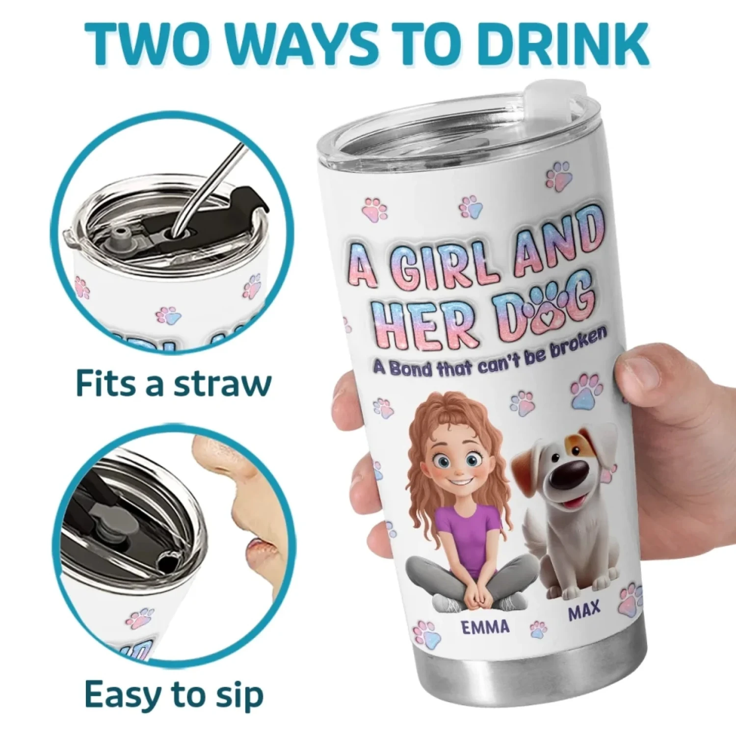 Love And Loyalty In Every Wag - Dog Personalized Custom 3D Inflated Effect Printed Tumbler - Gift For Pet Owners, Pet Lovers 4 Love And Loyalty In Every Wag - Dog Personalized Custom 3D Inflated Effect Printed Tumbler - Gift For Pet Owners, Pet Lovers - Image 4