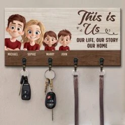 Keys To Happiness Start Here - Family Personalized Custom Home Decor Key Hanger, Key Holder - House Warming Gift For Family Members 5 Keys To Happiness Start Here - Family Personalized Custom Home Decor Key Hanger, Key Holder - House Warming Gift For Family Members -Pawfect House Store 67c7edbd4840e
