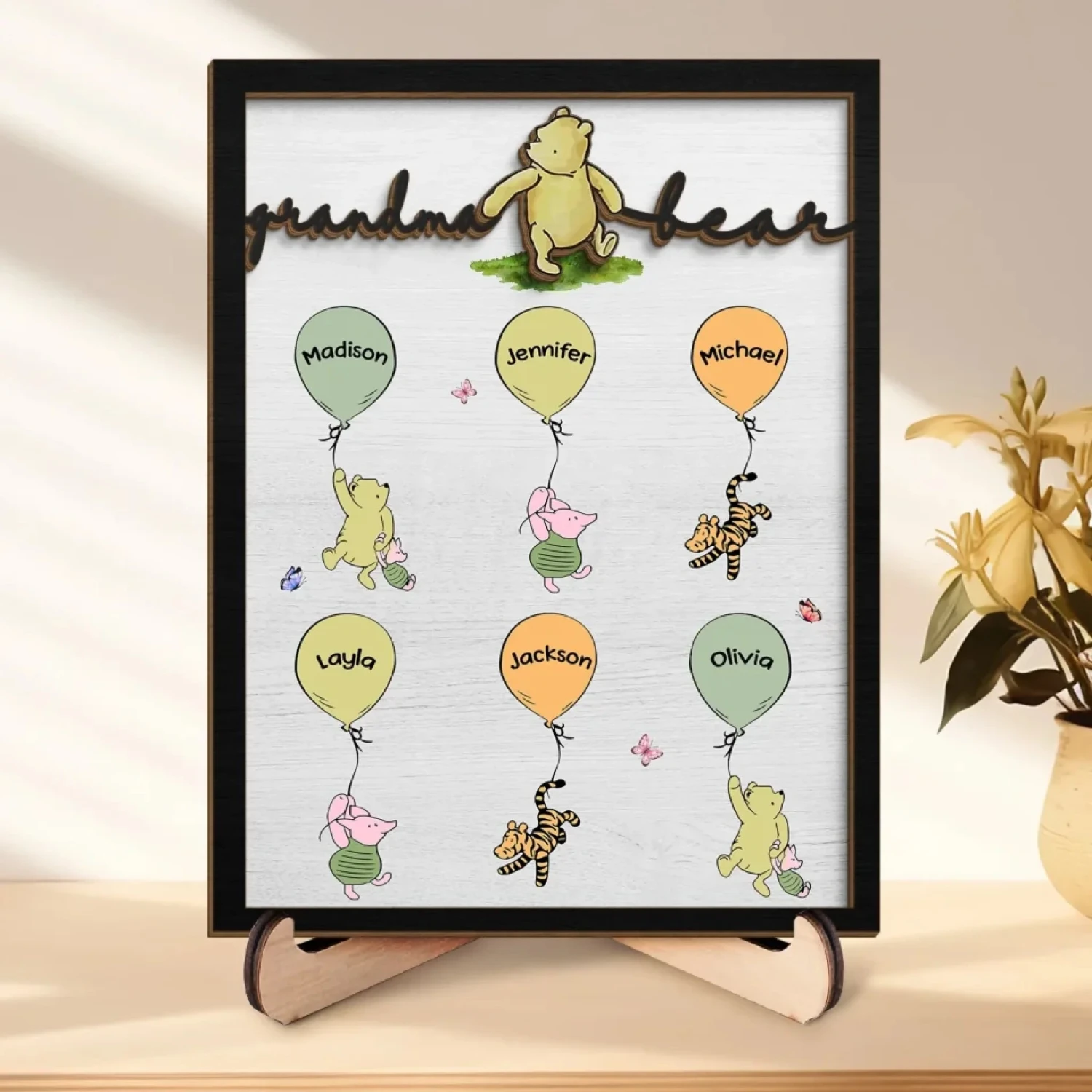 Mama Bear - Family Personalized Custom 2-Layered Wooden Plaque With Stand - Mother's Day Gift For Mom, Grandma 1 Mama Bear - Family Personalized Custom 2-Layered Wooden Plaque With Stand - Mother's Day Gift For Mom, Grandma