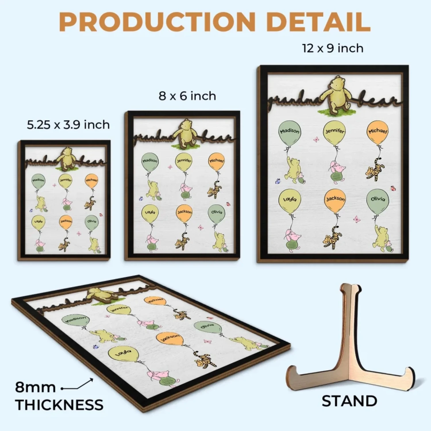 Mama Bear - Family Personalized Custom 2-Layered Wooden Plaque With Stand - Mother's Day Gift For Mom, Grandma 6 Mama Bear - Family Personalized Custom 2-Layered Wooden Plaque With Stand - Mother's Day Gift For Mom, Grandma - Image 6