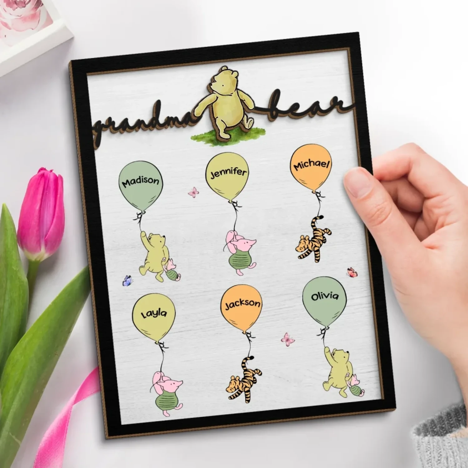 Mama Bear - Family Personalized Custom 2-Layered Wooden Plaque With Stand - Mother's Day Gift For Mom, Grandma 3 Mama Bear - Family Personalized Custom 2-Layered Wooden Plaque With Stand - Mother's Day Gift For Mom, Grandma - Image 3