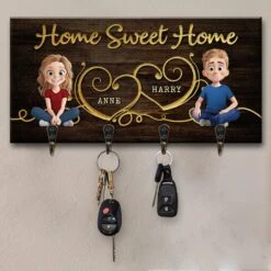 Every Moment With You Feels Like Home - Couple Personalized Custom Home Decor Key Hanger, Key Holder - House Warming Gift For Husband Wife, Anniversary