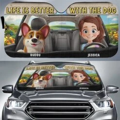 Paws & Drive, The Perfect Ride - Dog Personalized Custom Auto Windshield Sunshade, Car Window Protector - Gift For Pet Owners, Pet Lovers