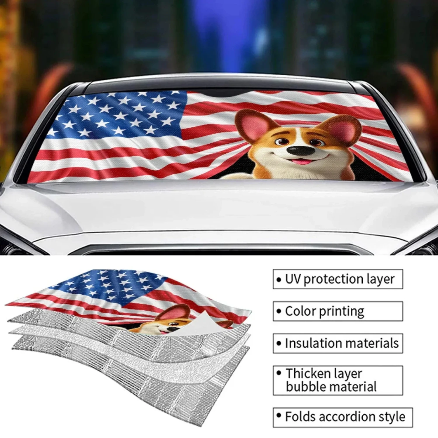 Patriotic Paws, American Pride - Dog & Cat Personalized Custom Auto Windshield Sunshade, Car Window Protector - Gift For Pet Owners, Pet Lovers 4 Patriotic Paws, American Pride - Dog & Cat Personalized Custom Auto Windshield Sunshade, Car Window Protector - Gift For Pet Owners, Pet Lovers - Image 4