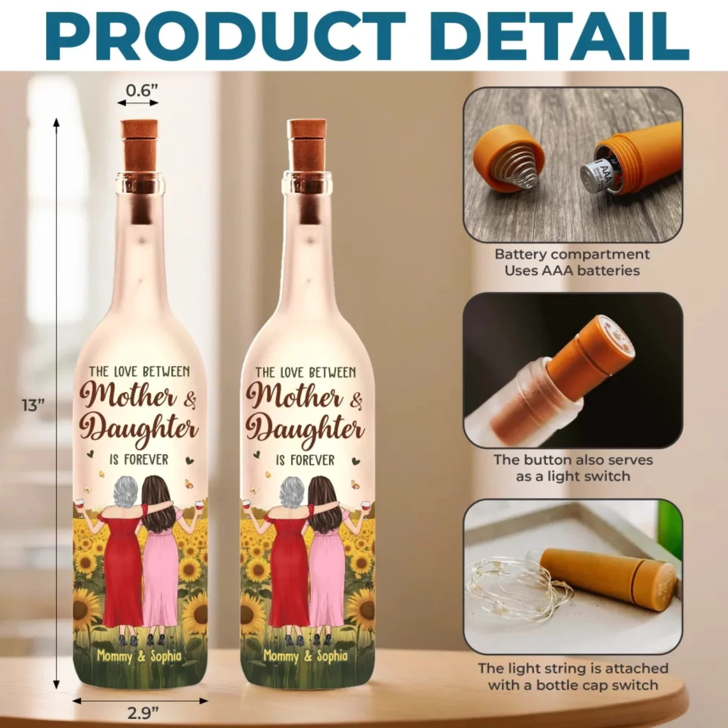 A Love Link That Never Fades - Family Personalized Custom Bottle Lamp - Mother's Day, Gift For Mom, Daughter 5 A Love Link That Never Fades - Family Personalized Custom Bottle Lamp - Mother's Day, Gift For Mom, Daughter - Image 5