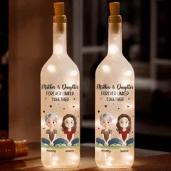 The Love Between Mother & Daughter Knows No Distance - Family Personalized Custom Bottle Lamp - Mother's Day, Gift For Mom, Daughter