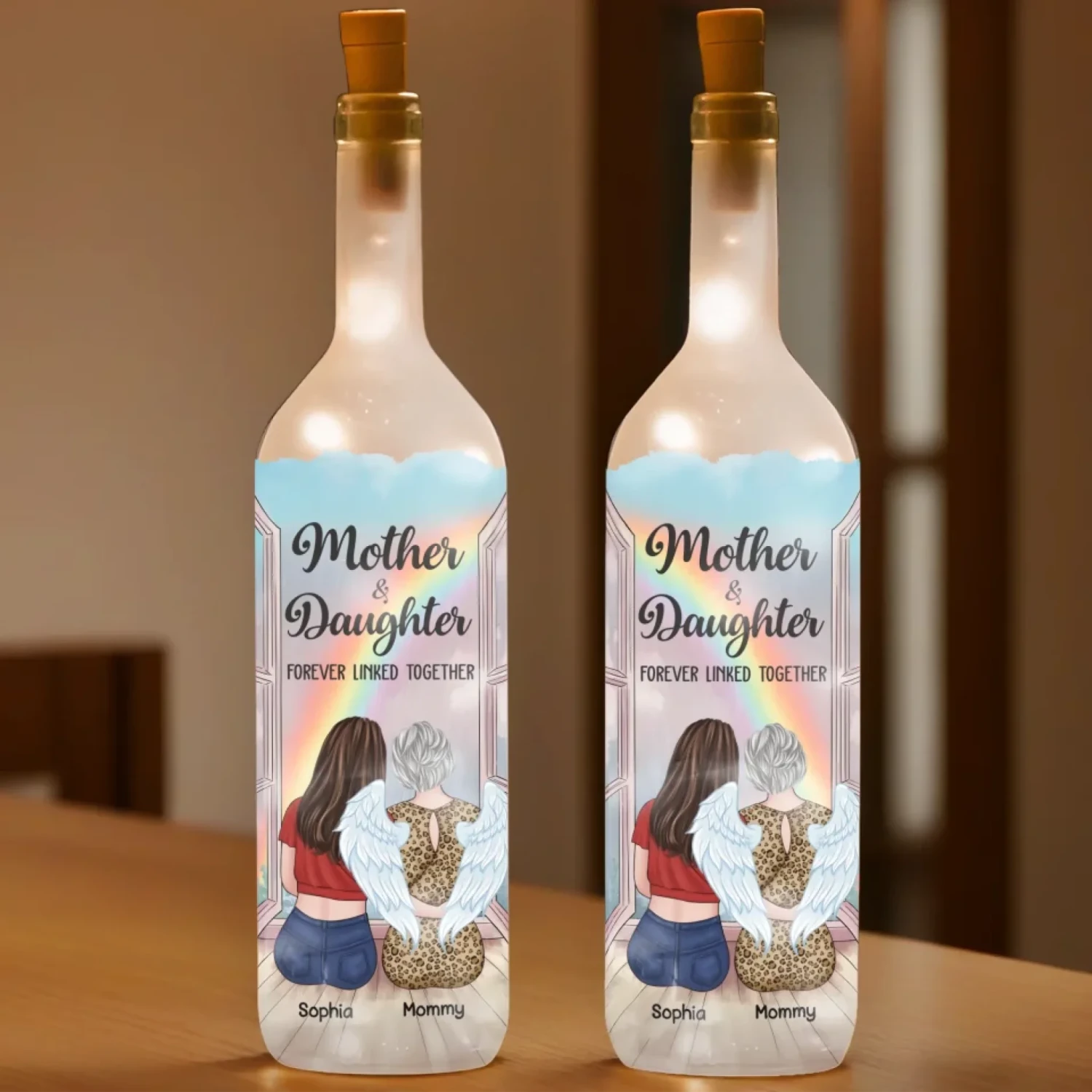 Forever In Each Other’s Hearts - Family Personalized Custom Bottle Lamp - Mother's Day, Gift For Mom, Daughter 3 Forever In Each Other’s Hearts - Family Personalized Custom Bottle Lamp - Mother's Day, Gift For Mom, Daughter - Image 3