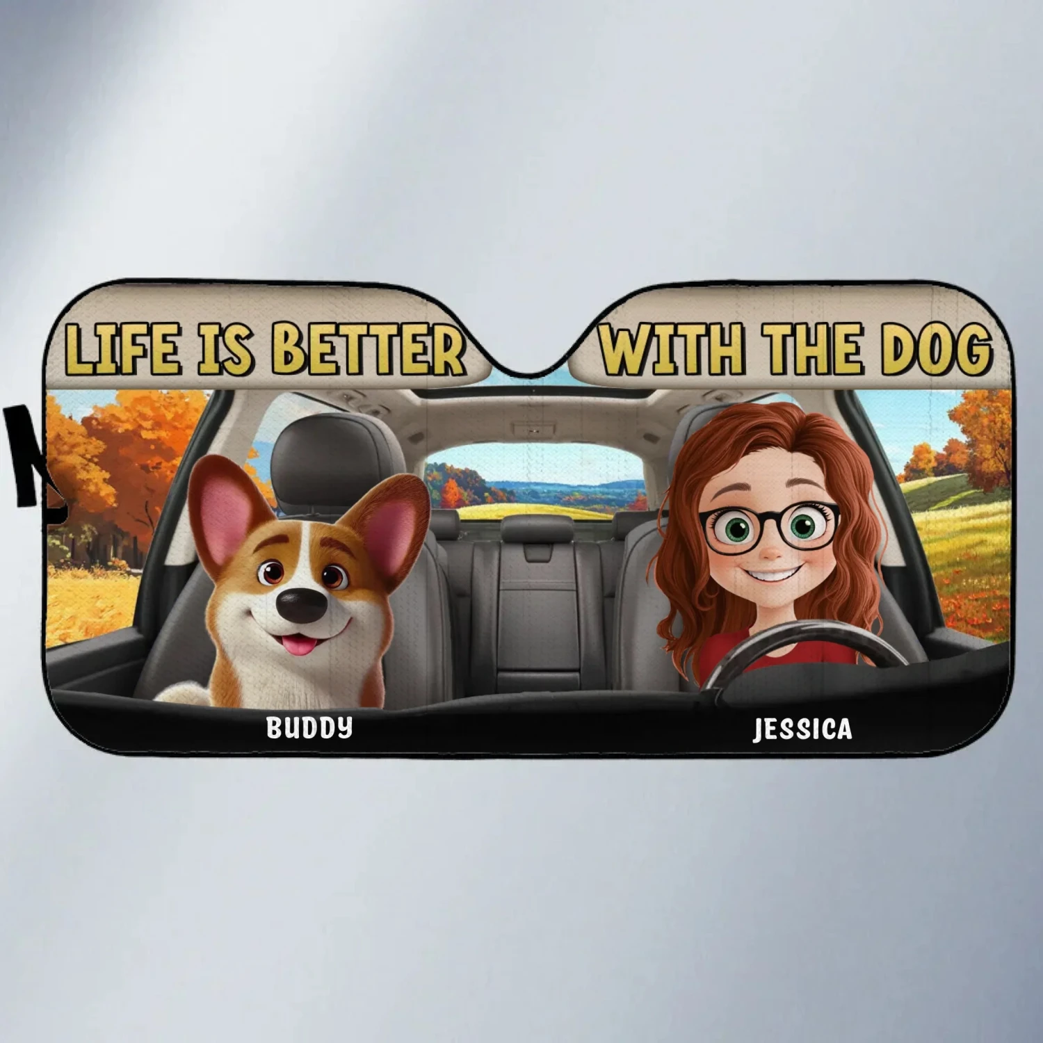 Paws & Drive, The Perfect Ride - Dog Personalized Custom Auto Windshield Sunshade, Car Window Protector - Gift For Pet Owners, Pet Lovers 2 Paws & Drive, The Perfect Ride - Dog Personalized Custom Auto Windshield Sunshade, Car Window Protector - Gift For Pet Owners, Pet Lovers - Image 2