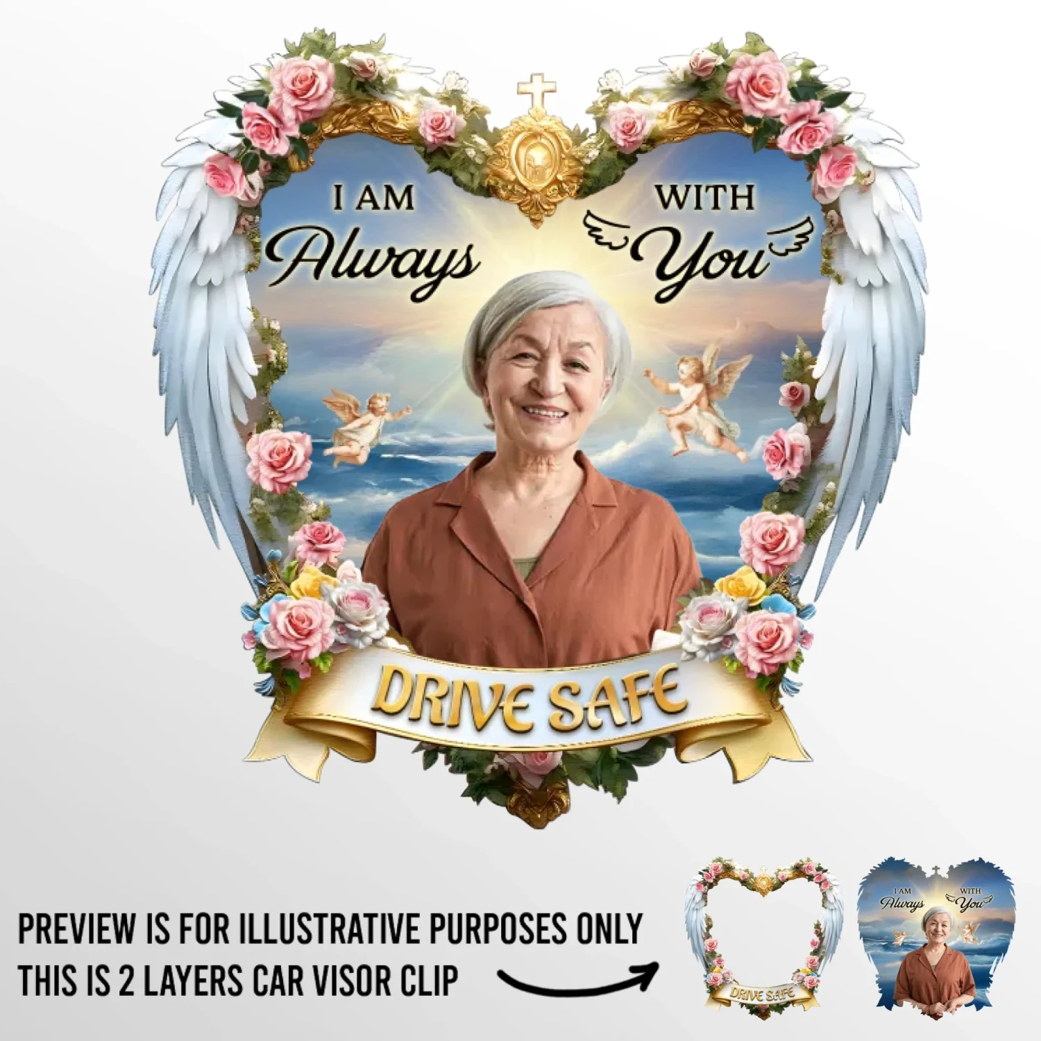 Custom Photo Always Watching Over You - Memorial Personalized Custom Car Visor Clip - Sympathy Gift For Family Members 2 Custom Photo Always Watching Over You - Memorial Personalized Custom Car Visor Clip - Sympathy Gift For Family Members - Image 2