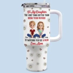 A Bond That Lasts Generations - Family Personalized Custom 3D Inflated Effect Printed 40 Oz Stainless Steel Tumbler With Handle - Mother's Day, Gift For Mom, Daughter