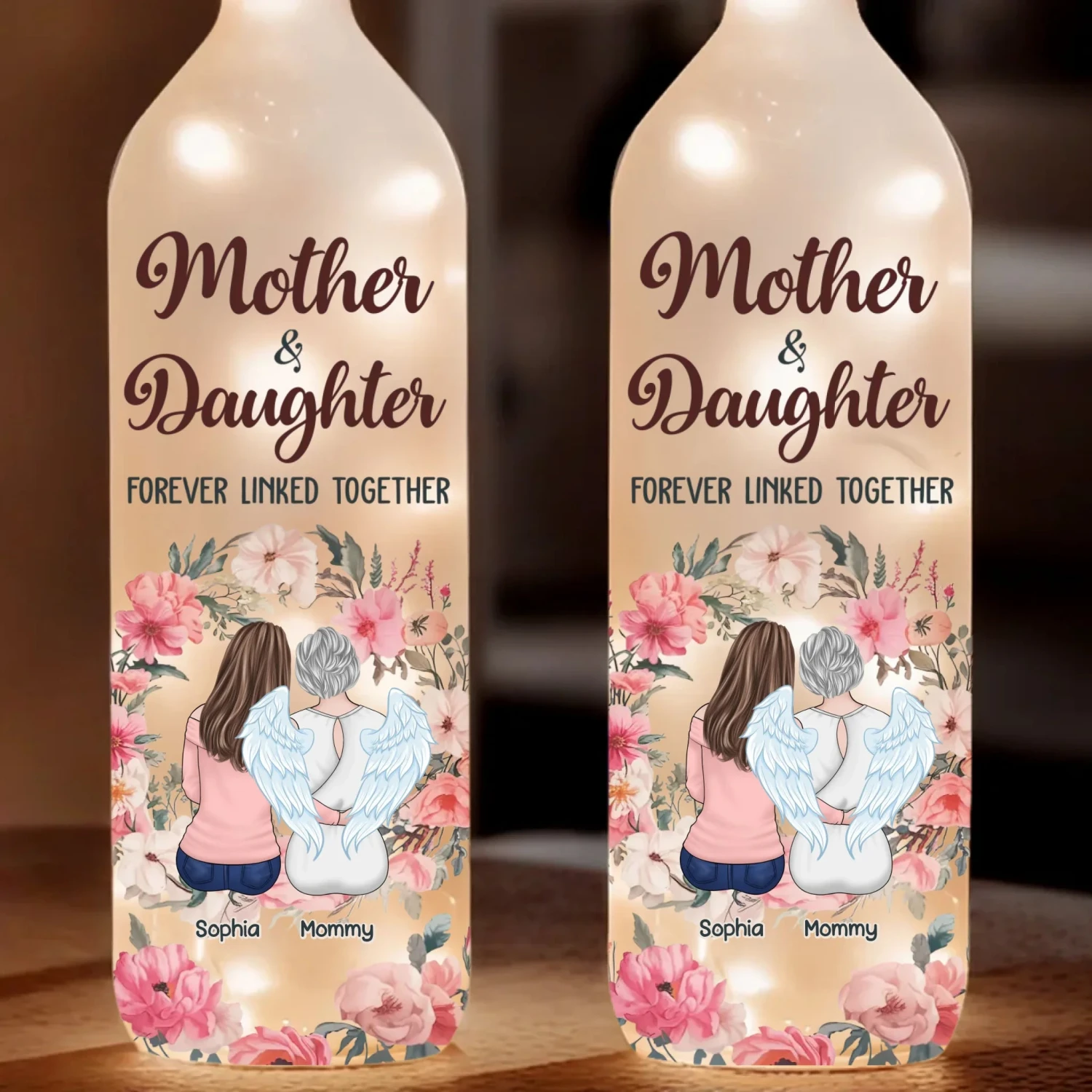 Forever Connected, Always Cherished - Family Personalized Custom Bottle Lamp - Mother's Day, Gift For Mom, Daughter 2 Forever Connected, Always Cherished - Family Personalized Custom Bottle Lamp - Mother's Day, Gift For Mom, Daughter - Image 2