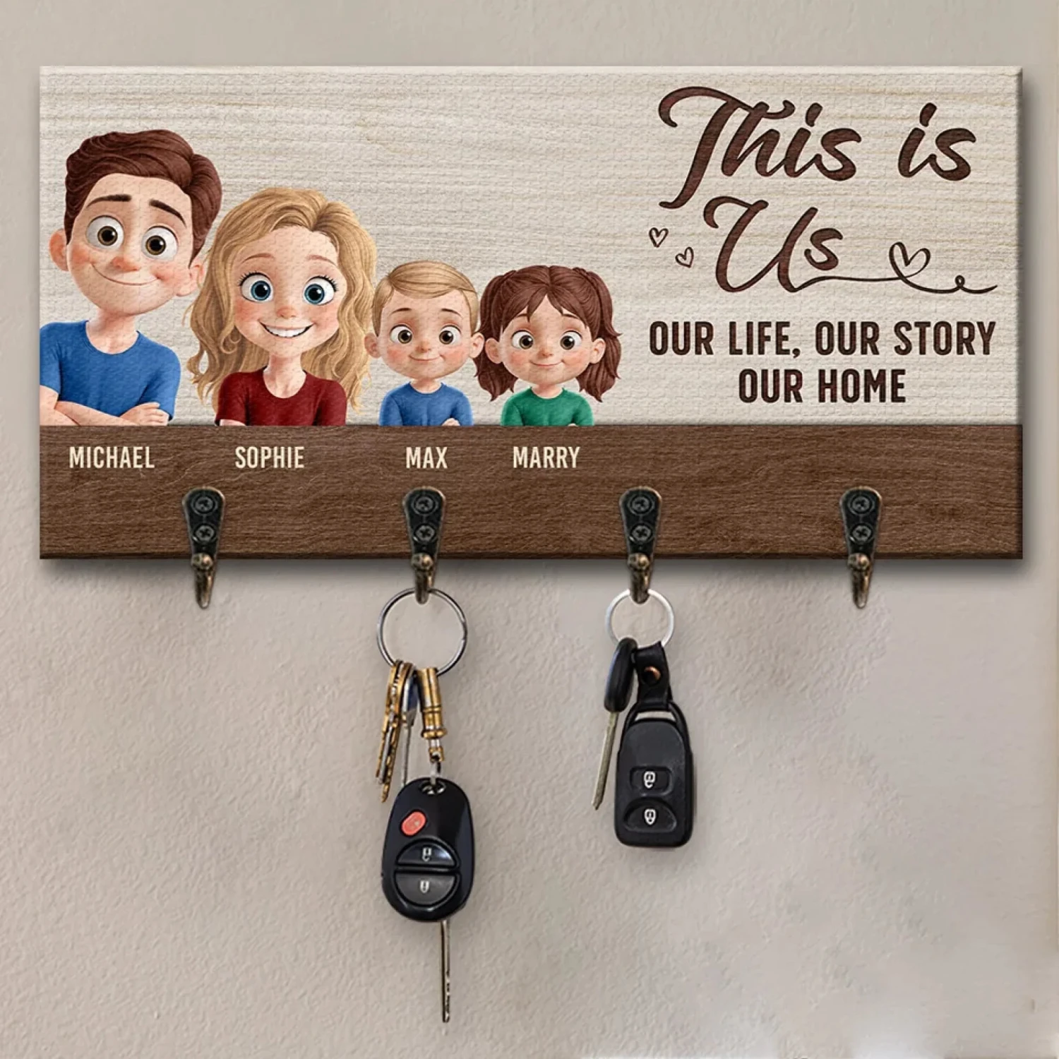 Family Is Our Greatest Blessing - Family Personalized Custom Home Decor Key Hanger, Key Holder - House Warming Gift For Family Members 1 Family Is Our Greatest Blessing - Family Personalized Custom Home Decor Key Hanger, Key Holder - House Warming Gift For Family Members