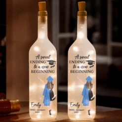 A Sweet Ending To A New Beginning - Family Personalized Custom Bottle Lamp - Graduation Gift For Family Members, Siblings, Brothers, Sisters