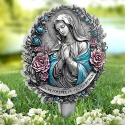 You Are Never Alone - Memorial Personalized Custom Stain Glass Style Acrylic Garden Stake - Sympathy Gift For Family Members