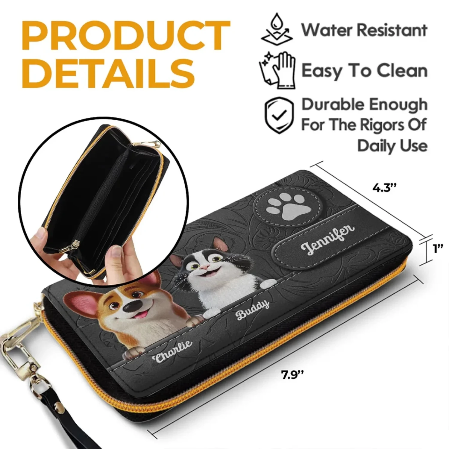 Love Begins With A Paw - Dog & Cat Personalized Custom Leather Long Wallet - Gift For Pet Owners, Pet Lovers 6 Love Begins With A Paw - Dog & Cat Personalized Custom Leather Long Wallet - Gift For Pet Owners, Pet Lovers - Image 6