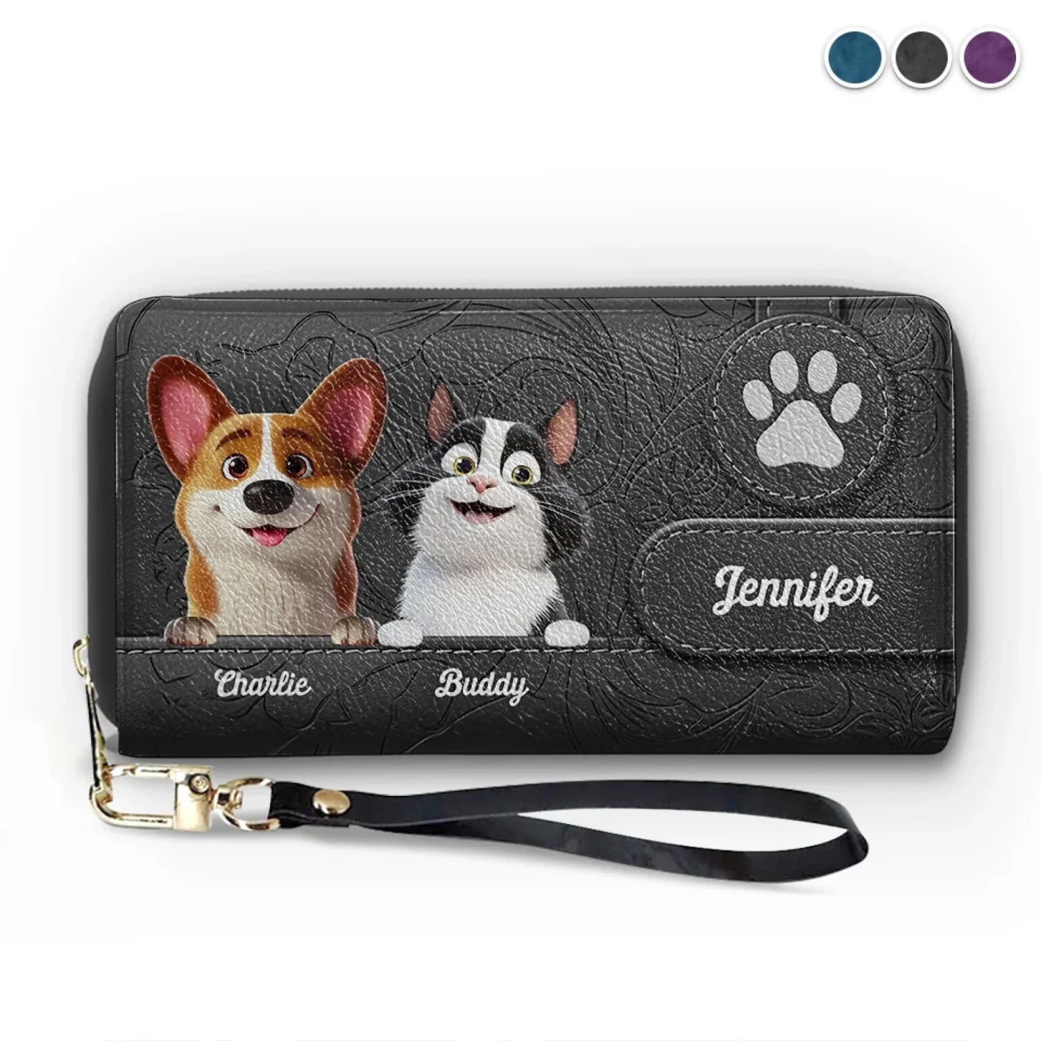 Love Begins With A Paw - Dog & Cat Personalized Custom Leather Long Wallet - Gift For Pet Owners, Pet Lovers 1 Love Begins With A Paw - Dog & Cat Personalized Custom Leather Long Wallet - Gift For Pet Owners, Pet Lovers