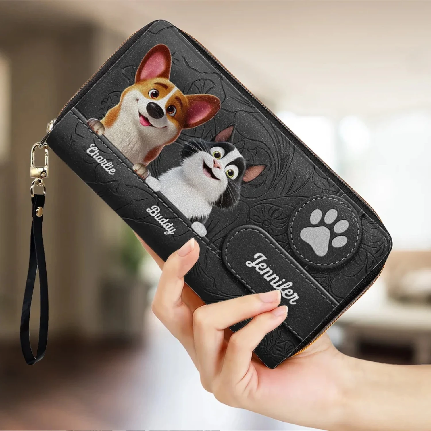 Love Begins With A Paw - Dog & Cat Personalized Custom Leather Long Wallet - Gift For Pet Owners, Pet Lovers 4 Love Begins With A Paw - Dog & Cat Personalized Custom Leather Long Wallet - Gift For Pet Owners, Pet Lovers - Image 4