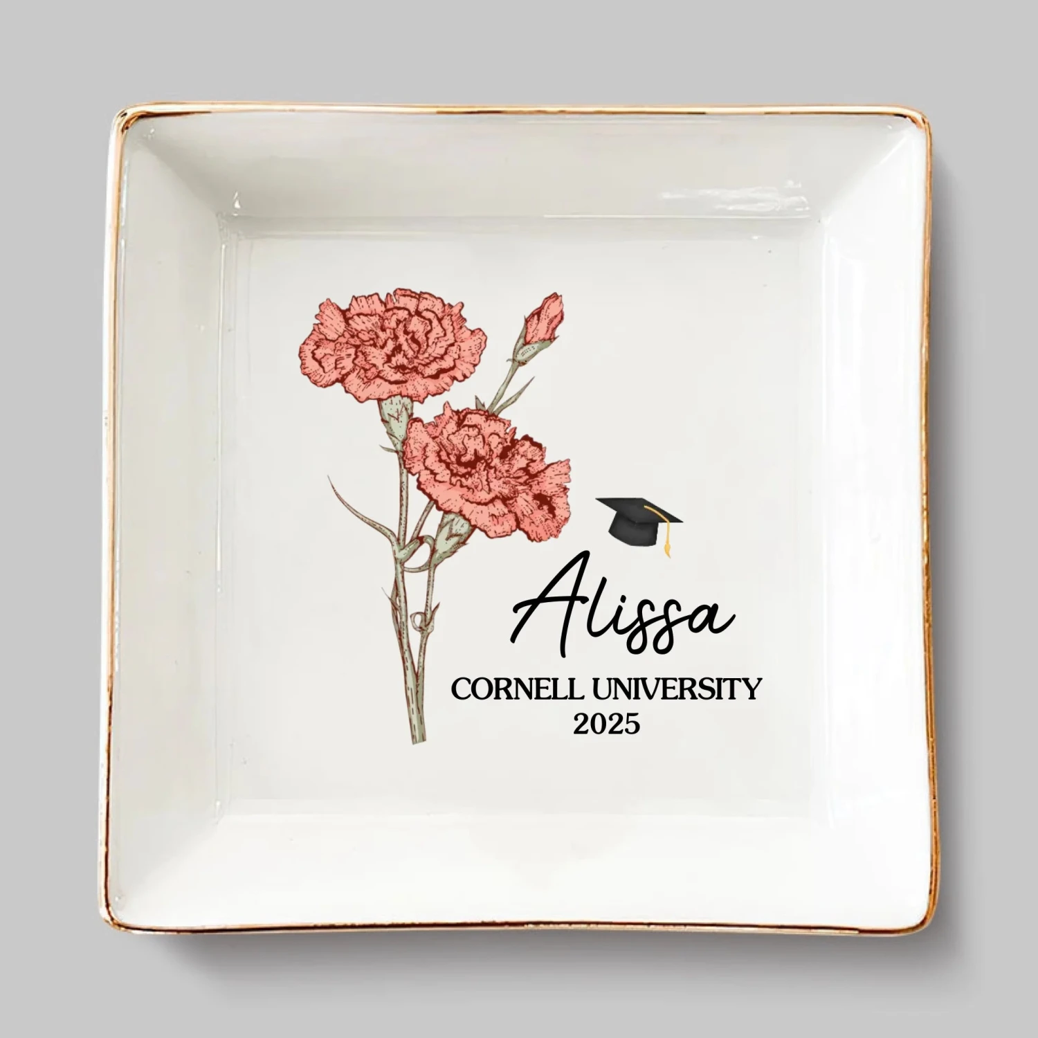 Blooming Into Success - Family Personalized Custom Jewelry Dish - Graduation Gift For Family Members, Siblings, Brothers, Sisters 2 Blooming Into Success - Family Personalized Custom Jewelry Dish - Graduation Gift For Family Members, Siblings, Brothers, Sisters - Image 2