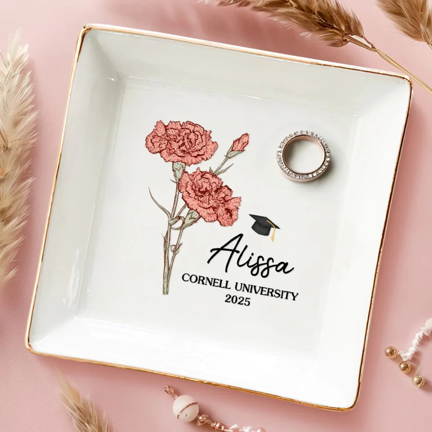 Blooming Into Success - Family Personalized Custom Jewelry Dish - Graduation Gift For Family Members, Siblings, Brothers, Sisters 3 Blooming Into Success - Family Personalized Custom Jewelry Dish - Graduation Gift For Family Members, Siblings, Brothers, Sisters - Image 3