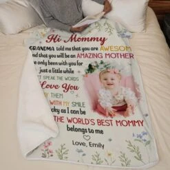 Custom Photo The World’s Best Mommy Belongs To Me - Family Personalized Custom Blanket - Mother's Day, Baby Shower Gift, Gift For First Mom -Pawfect House Store 67cf7723b7686
