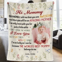 Custom Photo The World’s Best Mommy Belongs To Me - Family Personalized Custom Blanket - Mother's Day, Baby Shower Gift, Gift For First Mom -Pawfect House Store 67cf77245037a