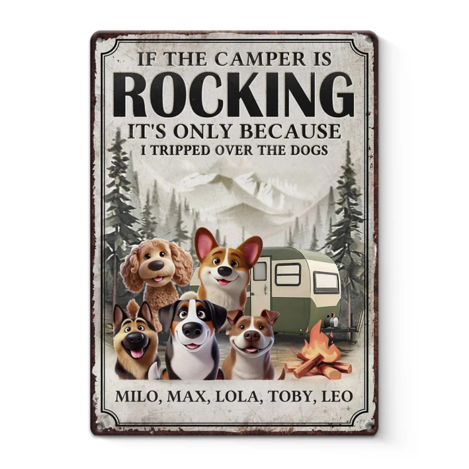 Welcome To Camp Wagging Tails - Dog Personalized Custom Home Decor Metal Sign - House Warming Gift For Pet Owners, Pet Lovers 2 Welcome To Camp Wagging Tails - Dog Personalized Custom Home Decor Metal Sign - House Warming Gift For Pet Owners, Pet Lovers - Image 2